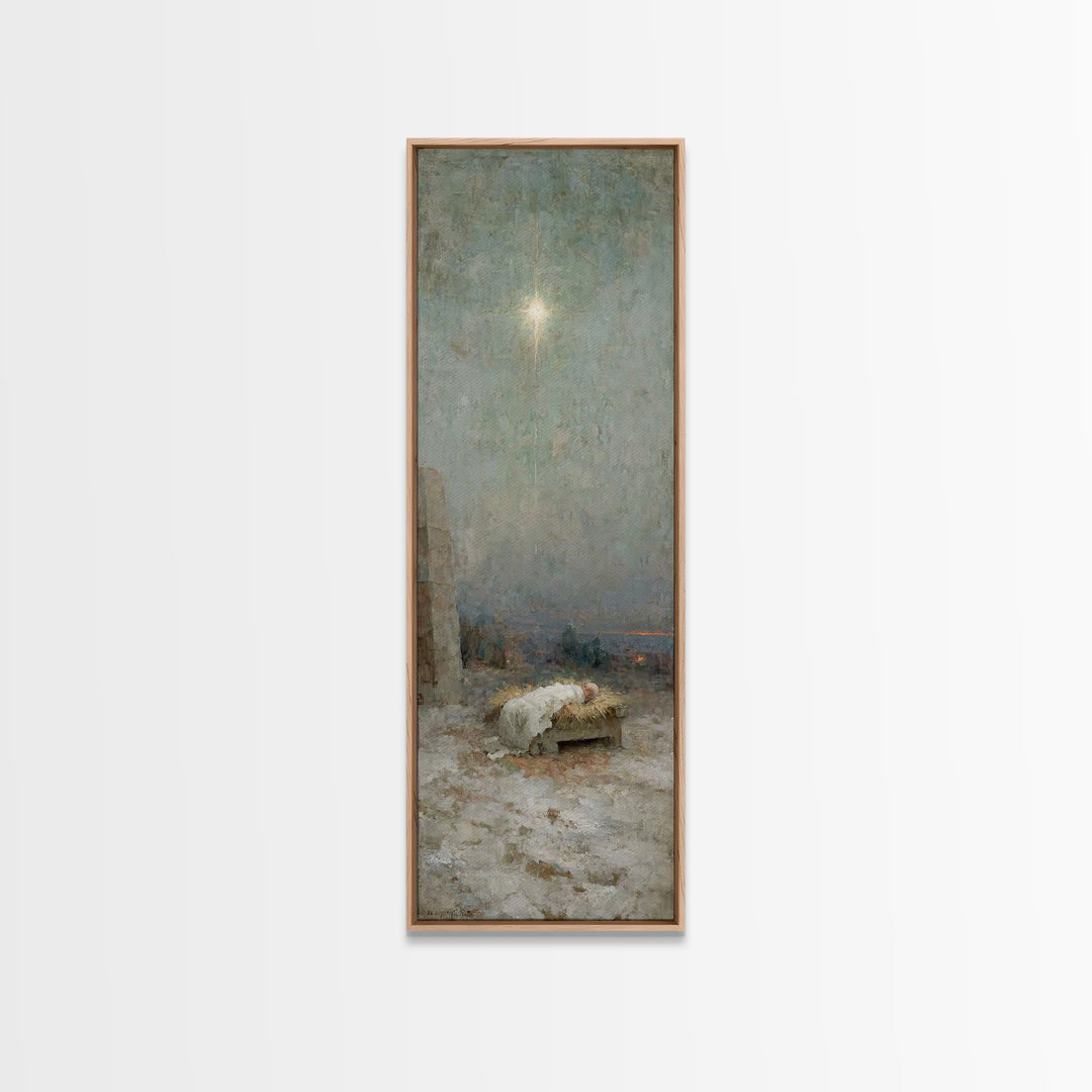 Holy Stable Peace – Framed Canvas Print – Bible Art – Christmas Art – Christian Art Canvas – Christian Wall Art – Jesus Painting – Christia