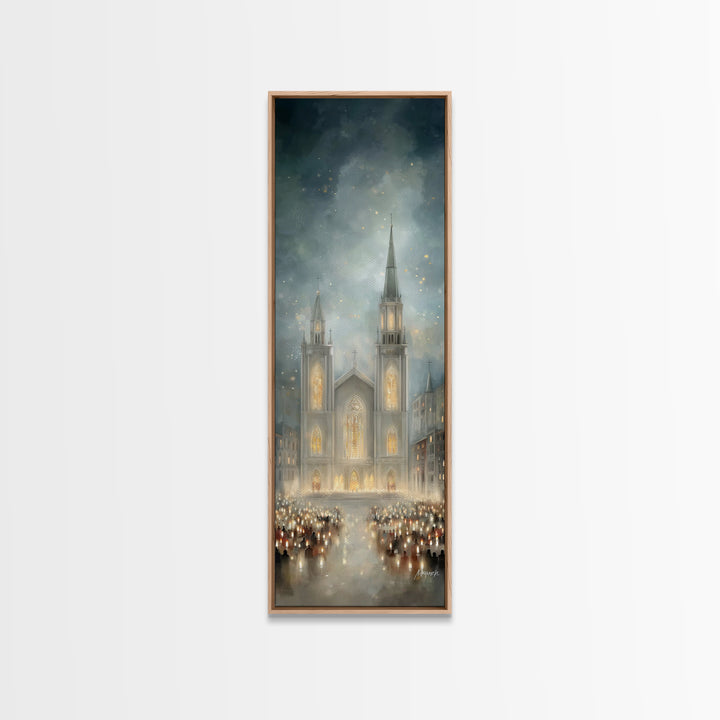 Soft Advent Gathering – Framed Canvas Print – Tall Skinny Art Print – Christian Art Canvas – Christian Wall Art – Christmas Art – Christian