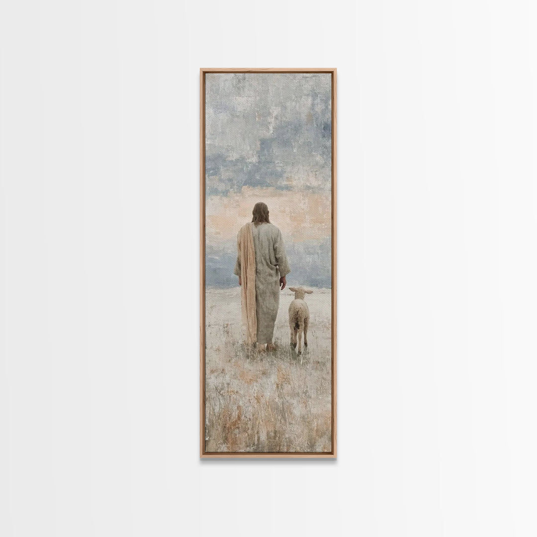 Silent Pastures – Framed Canvas Print – Skinny Art – Christian Art Print – Jesus Painting – Vintage Christian Art – Christian Wall Art