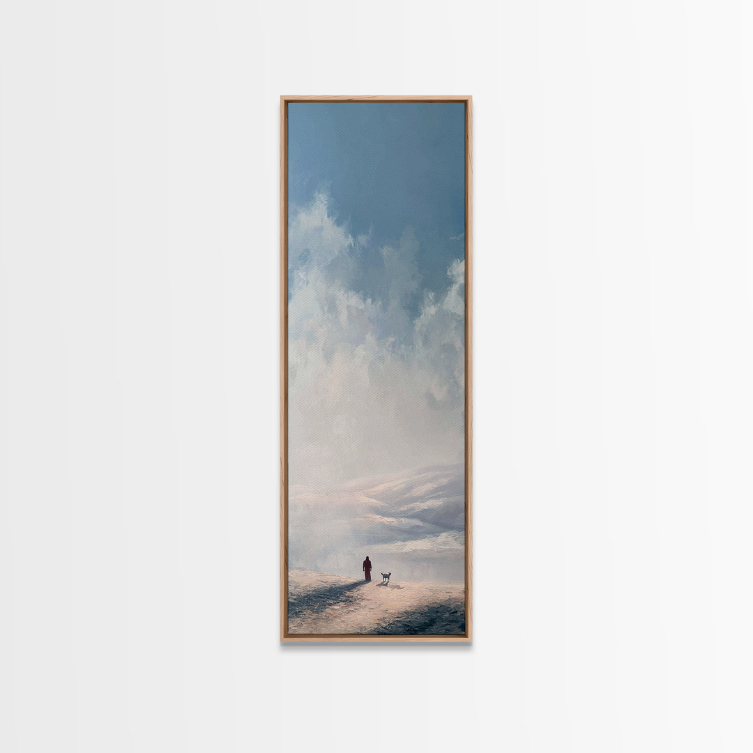 Heavenlit Journey | Framed Canvas Print | Tall Narrow Wall Art | Christian Paintings | Jesus Canvas Art | Christian Decor | Christmas Wall