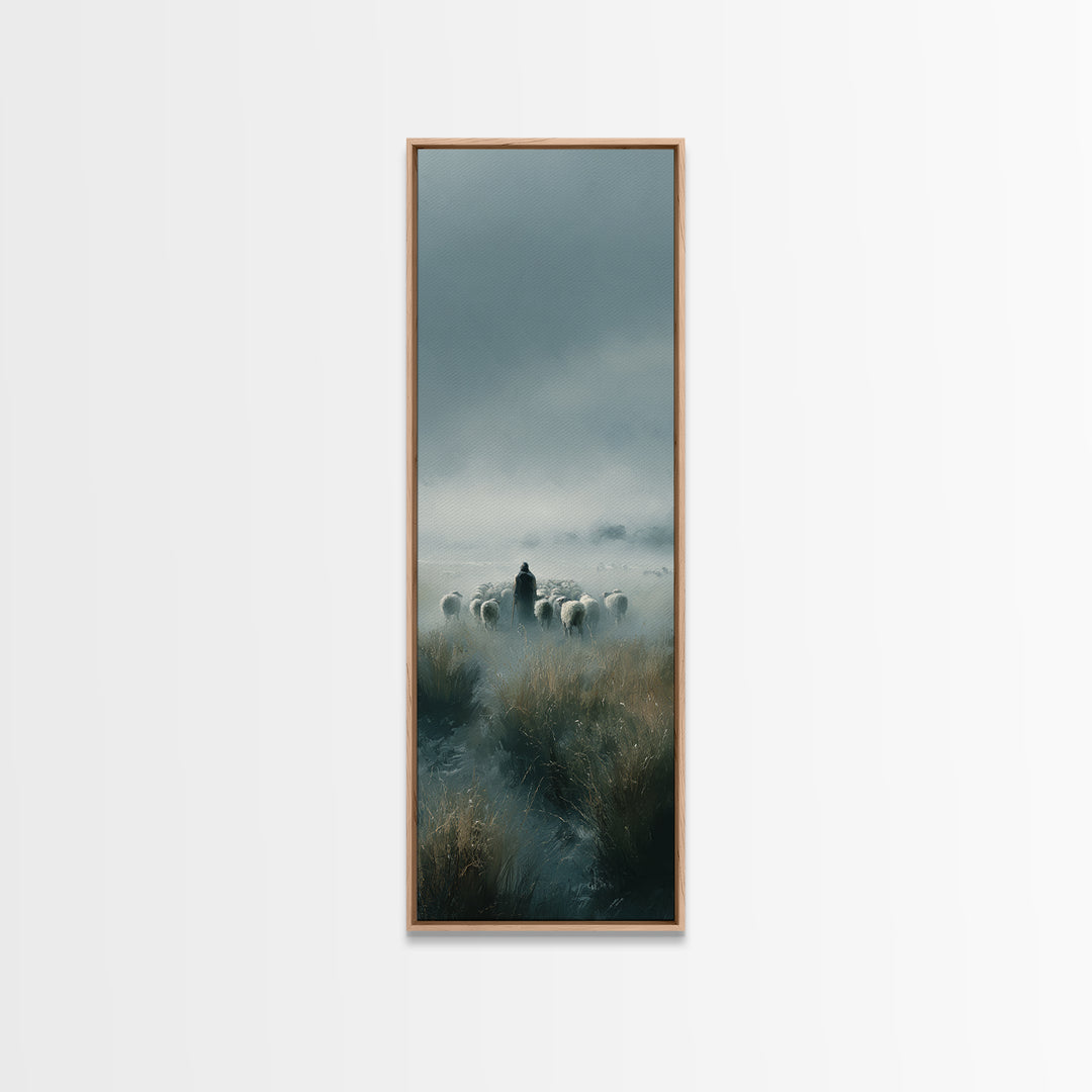 Shepherd’s Vigil – Framed Canvas Print – Tall Narrow Wall Art – Christian Art Canvas – Christian Wall Art – Christian Painting – Christmas