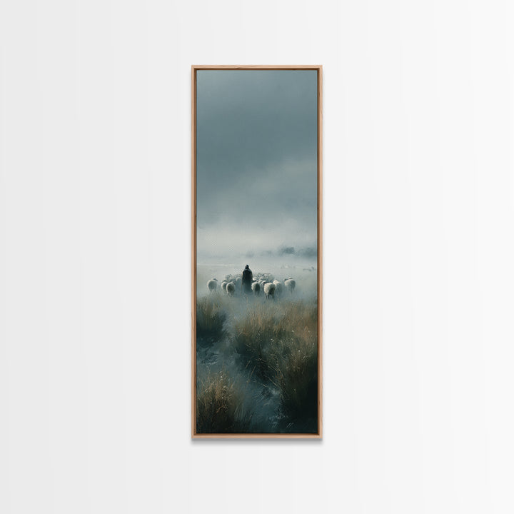 Shepherd’s Vigil – Framed Canvas Print – Tall Narrow Wall Art – Christian Art Canvas – Christian Wall Art – Christian Painting – Christmas