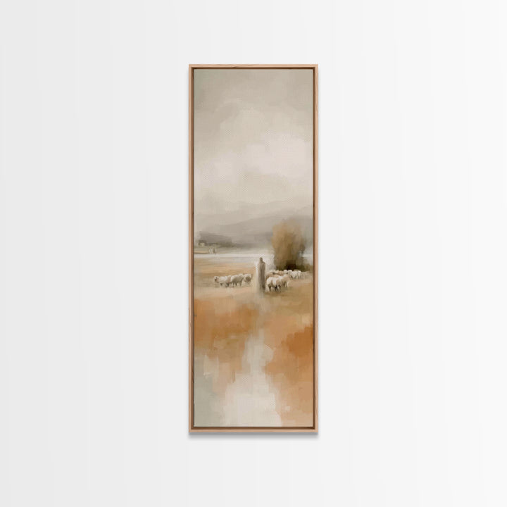 Quiet Pasture Light | Framed Canvas Print | Christian Art Canvas | Christian Wall Art | Christmas Art | Tall Narrow Wall Art | Jesus Painti