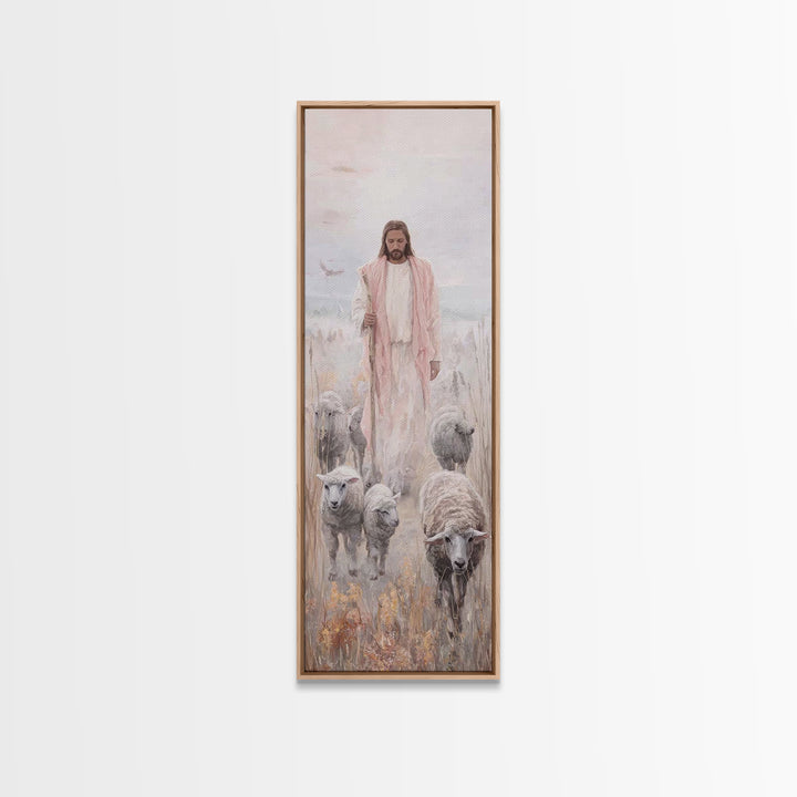 Peaceful Savior Walk | Framed Canvas Print | Christian Art | Christian Wall Art | Jesus Painting | Tall Skinny Art Print | Christian Art Ca