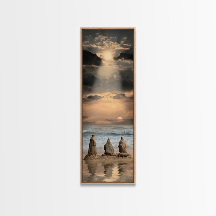 Shepherds At Dawn – Framed Canvas Print – Tall Skinny Art Print – Christian Art – Christian Art Canvas – Christian Christmas Art