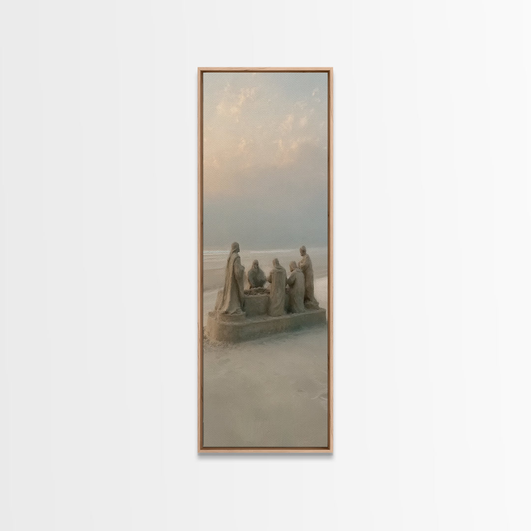 Heavenly Firelight – Framed Canvas Print – Tall Narrow Wall Art – Christian Art Canvas – Christian Painting – Christmas Wall Art