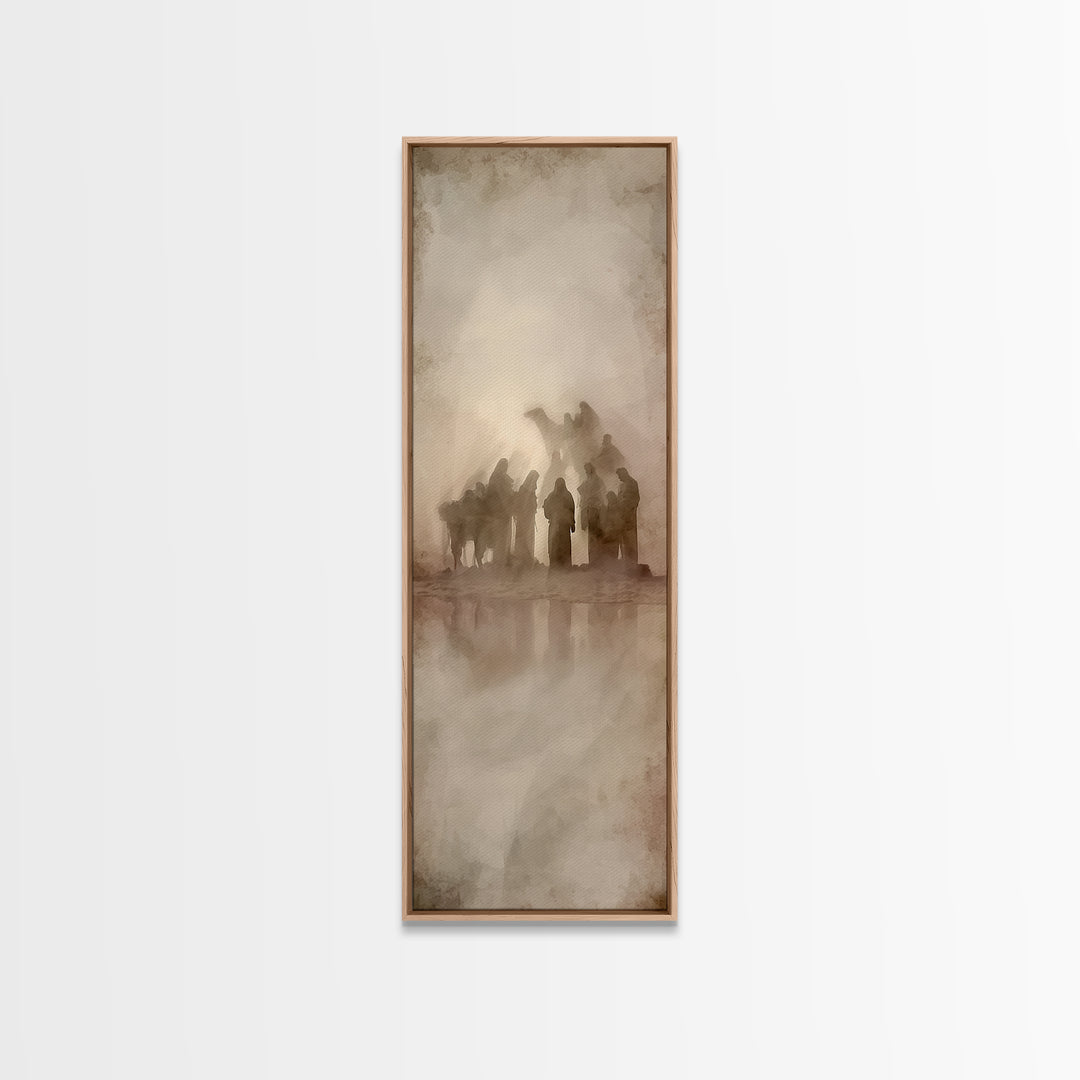 Desert Pilgrims Gathering – Framed Canvas Print – Skinny Art – Christian Art – Christian Art Painting – Christian Christmas Art