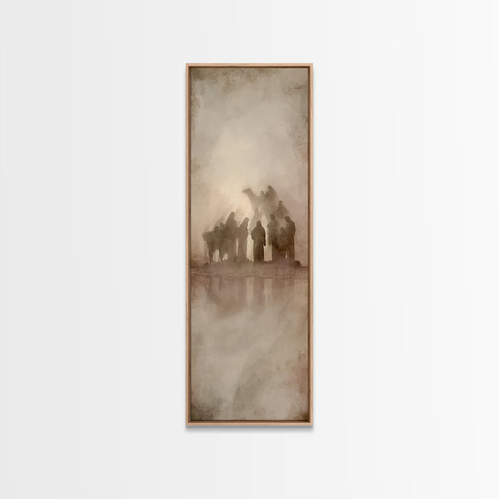 Desert Pilgrims Gathering – Framed Canvas Print – Skinny Art – Christian Art – Christian Art Painting – Christian Christmas Art