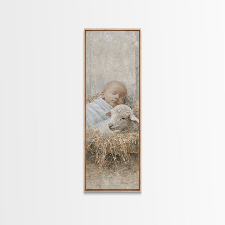 Cradle Of Peace – Framed Canvas Print – Tall Skinny Art Print – Christian Art – Christian Art Canvas – Christmas Wall Art