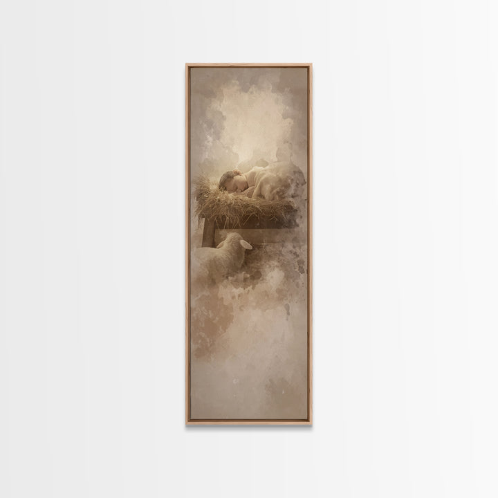 Quiet Bethlehem Night – Framed Canvas Print – Narrow Art – Christian Art Canvas – Christian Christmas Art – Jesus Painting