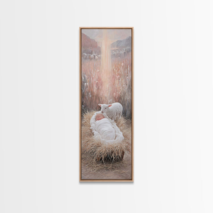 The Starry Stable – Framed Canvas Print – Narrow Art – Christian Art Canvas – Christmas Art – Christian Wall Art