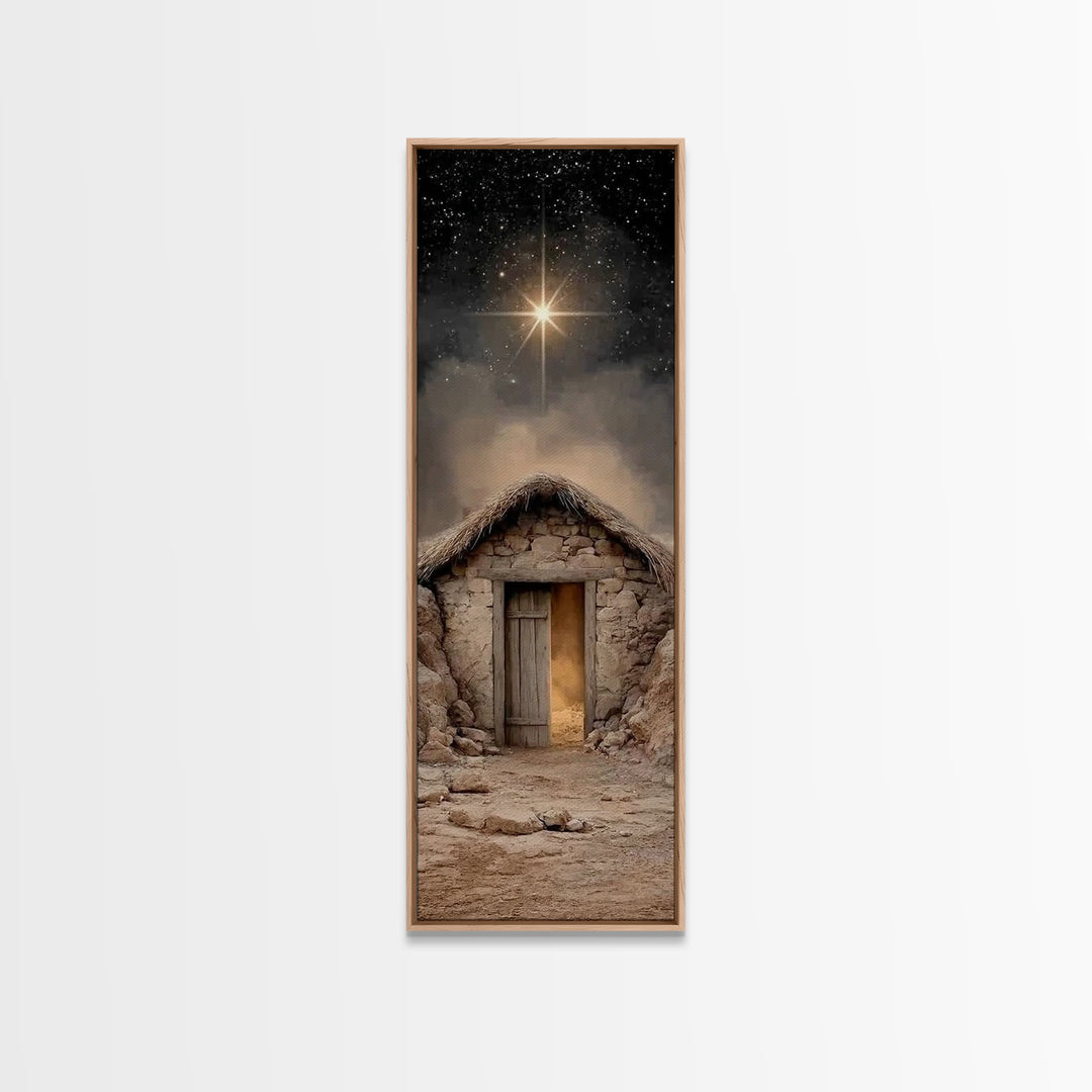 Star Over Bethlehem – Framed Canvas Print – Narrow Art – Christian Art Print – Christian Wall Art – Christmas Art
