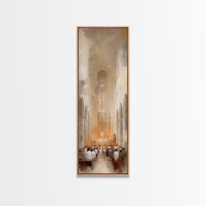 Sacred Evening Mass – Framed Canvas Print – Tall Skinny Art Print – Christian Wall Art – Christian Art Canvas – Christmas Art – Christian D