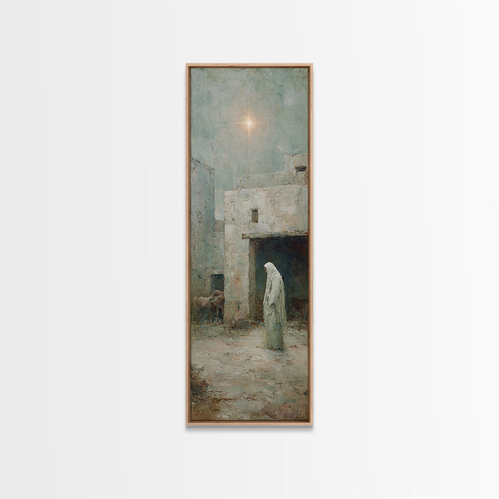 Bethlehem Dawn Path | Framed Canvas Print | Christian Wall Art | Jesus Painting | Narrow Art | Christian Christmas Art | Christian Art Canv