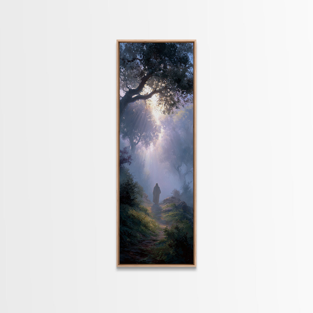Autumn Prayer Road, Framed Canvas Print, Christian Wall Art, Skinny Art, Christian Art Canvas, Christian Christmas Art, Jesus Painting