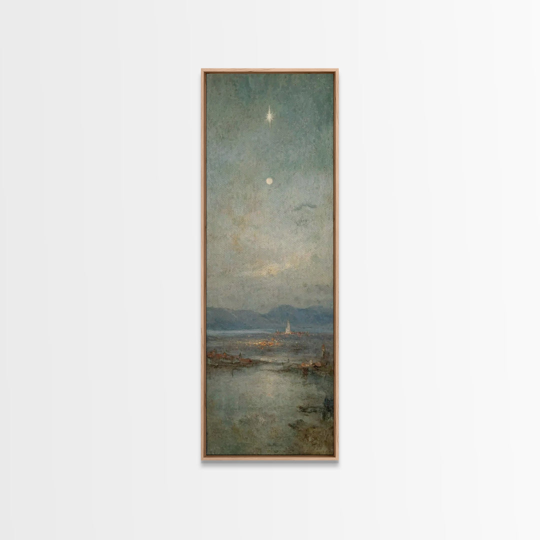 Bethlehem Night Star – Framed Canvas Print – Tall Narrow Wall Art – Christian Christmas Art – Christian Art Canvas – Christian Wall Art – C