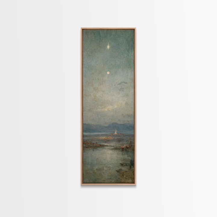 Bethlehem Night Star – Framed Canvas Print – Tall Narrow Wall Art – Christian Christmas Art – Christian Art Canvas – Christian Wall Art – C