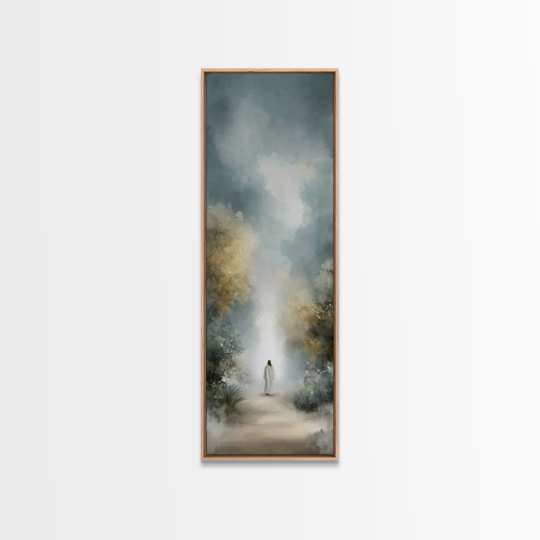 Silent Heaven Path – Framed Canvas Print – Jesus Painting – Christian Art Canvas – Christian Wall Art – Skinny Art – Christian Christmas Ar