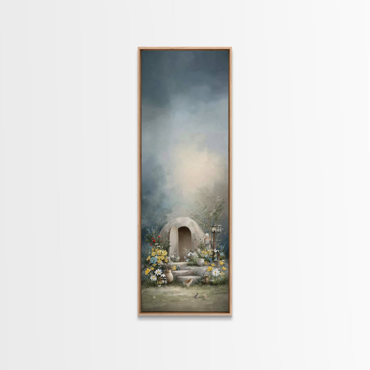 Garden Tomb Peace – Framed Canvas Print – Christian Christmas Art – Christian Wall Art – Christian Art Canvas – Narrow Art – Jesus Painting