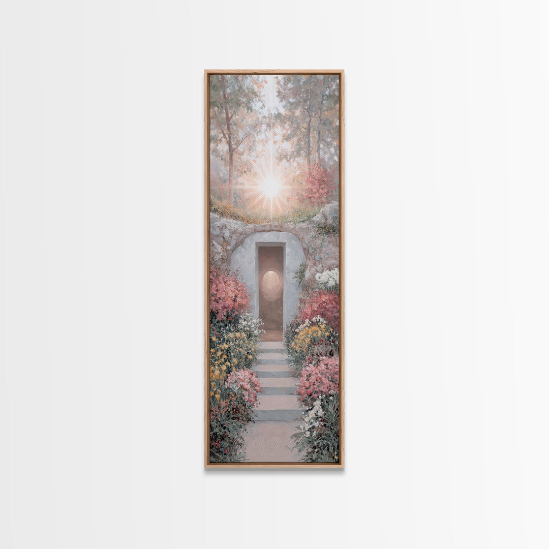 Empty Stone Light – Framed Canvas Print – Christian Art Canvas – Narrow Art – Christian Wall Art – Jesus Painting – Christian Christmas Art
