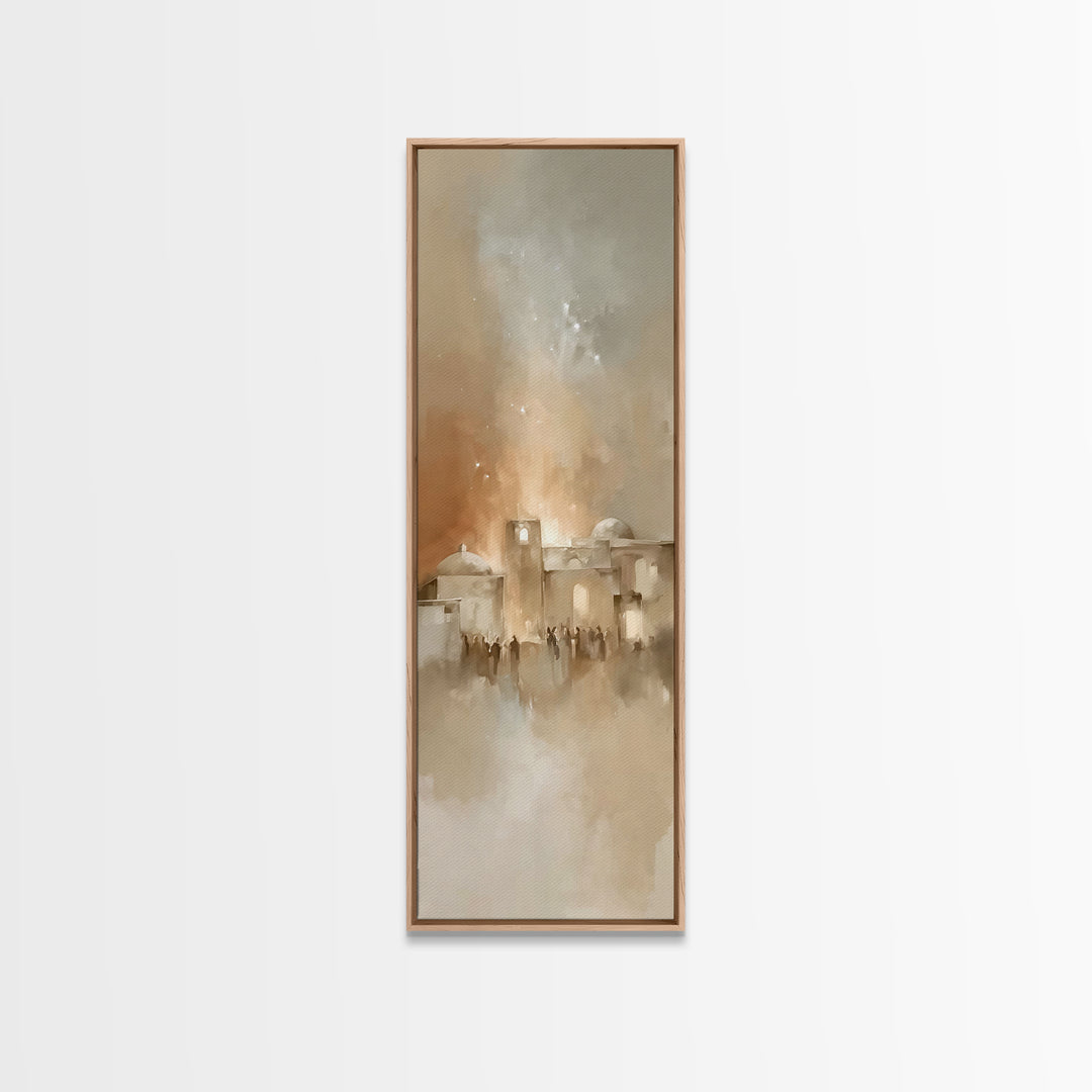 Bethlehem Dawn Hush – Framed Canvas Print – Skinny Art – Christian Art Print – Christmas Wall Art – Christian Art Canvas – Christian Decor