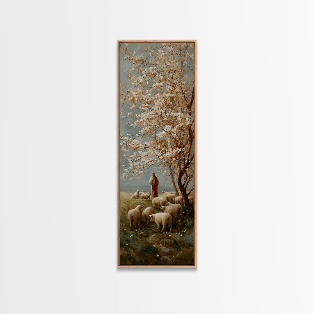 Garden Of Peace | Framed Canvas Print | Jesus Painting Canvas | Modern Christian Art | Narrow Art | Christian Christmas Art | Christian Wal