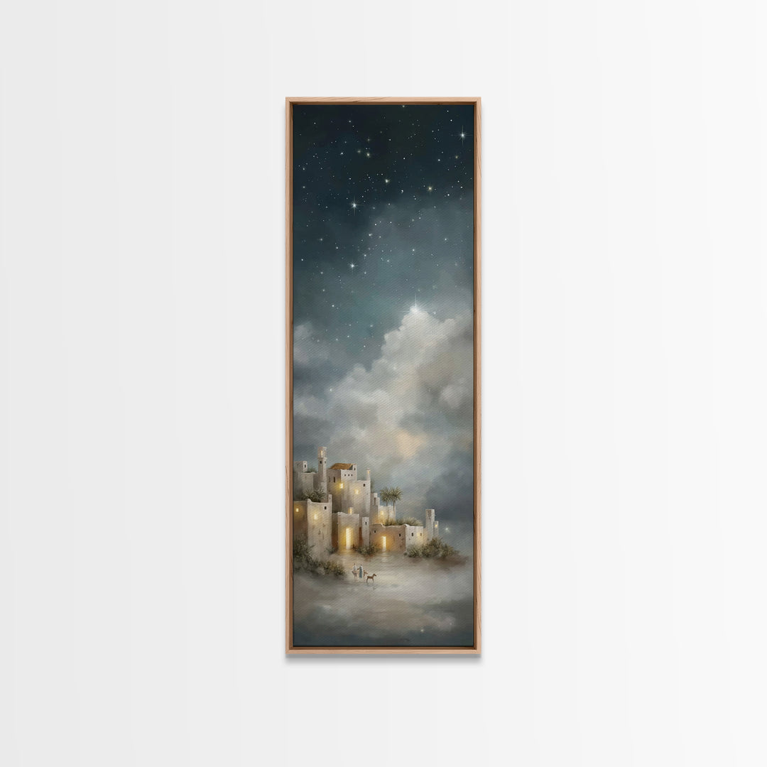 Star Over Judea – Framed Canvas Print – Narrow Art – Christian Art Canvas – Christmas Art – Christian Wall Art – Christian Christmas Decor