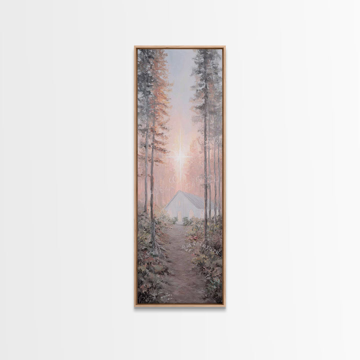 Forest Chapel Light – Framed Canvas Print – Christian Wall Art – Christian Art Canvas – Tall Narrow Wall Art – Modern Christian Art – Chris