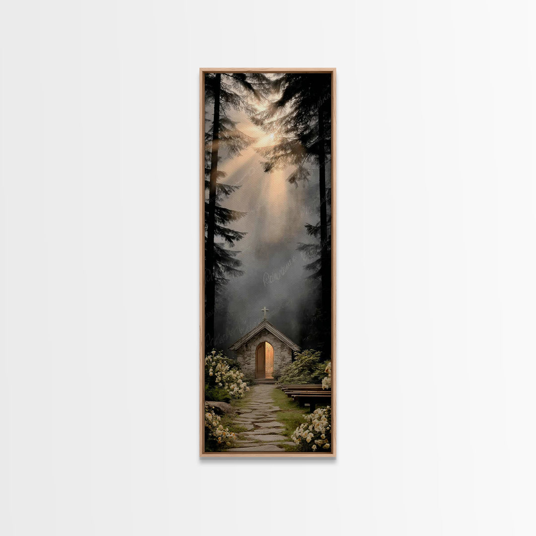 Chapel Of Radiance | Framed Canvas Print | Christian Art Print | Christian Wall Art | Skinny Art | Christian Christmas Art | Christian Deco