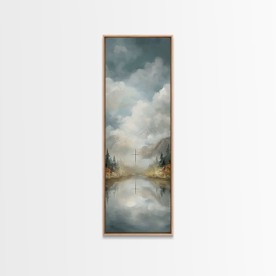 Cross Of The Valley – Framed Canvas Print – Christian Wall Art – Christian Art Work – Tall Narrow Wall Art – Modern Christian Art – Christi
