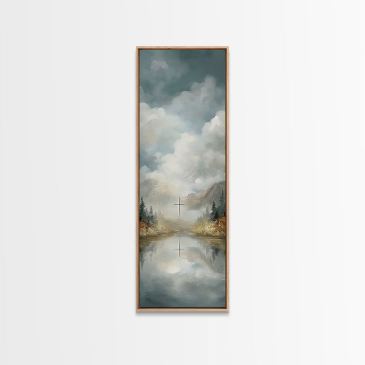 Cross Of The Valley – Framed Canvas Print – Christian Wall Art – Christian Art Work – Tall Narrow Wall Art – Modern Christian Art – Christi
