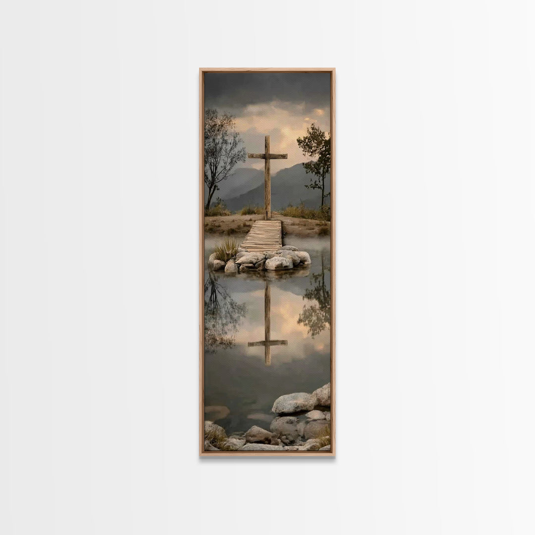 Reflections Of Hope | Framed Canvas Print | Christian Art Canvas | Vintage Christian Art | Tall Skinny Art Print | Christian Wall Art | Chr