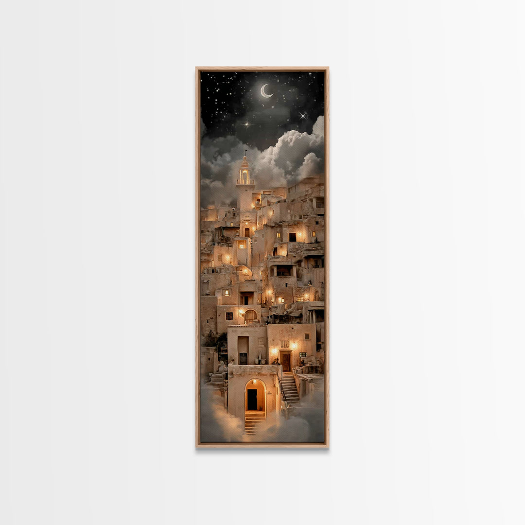 Crescent Bethlehem Sky – Framed Canvas Print – Tall Skinny Art Print – Christian Christmas Art – Christian Art Canvas – Christian Wall Art