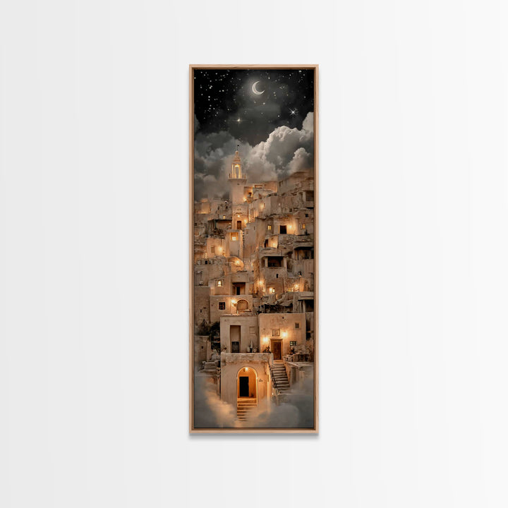Crescent Bethlehem Sky – Framed Canvas Print – Tall Skinny Art Print – Christian Christmas Art – Christian Art Canvas – Christian Wall Art
