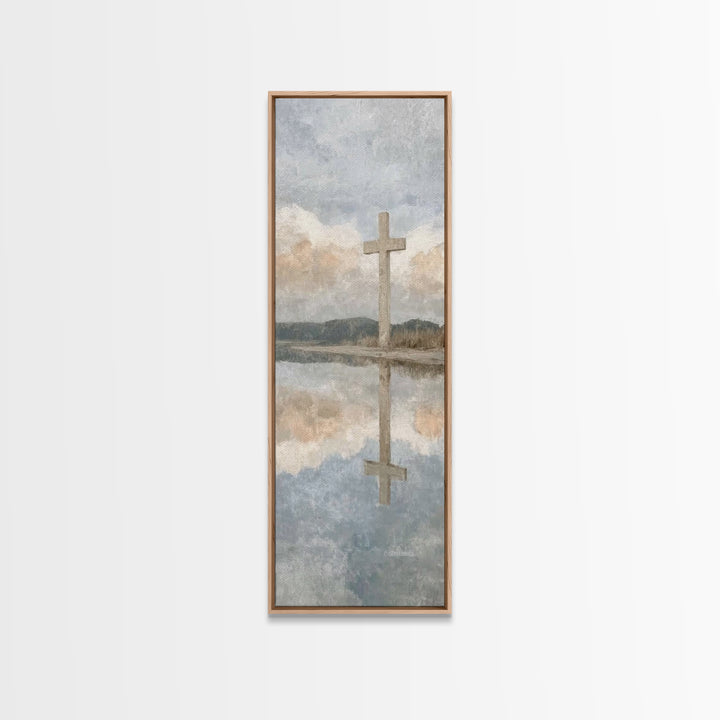 Cross Of Dawn – Framed Canvas Print – Tall Narrow Wall Art – Christian Wall Art – Christian Art Canvas – Jesus Painting – Christian Decor