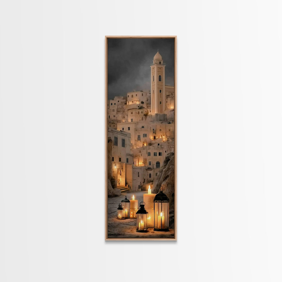 Evening Lanterns – Framed Canvas Print – Tall Skinny Art Print – Christian Decor – Christmas Art – Christian Wall Art – Christian Art Canva