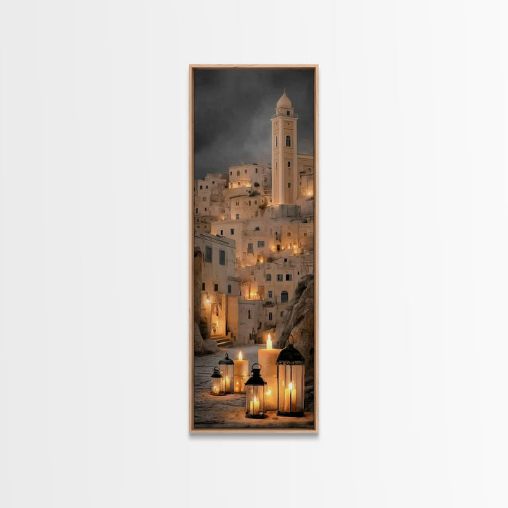 Evening Lanterns – Framed Canvas Print – Tall Skinny Art Print – Christian Decor – Christmas Art – Christian Wall Art – Christian Art Canva