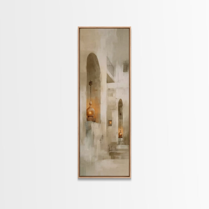 Clay Lamps Glow – Framed Canvas Print – Narrow Art – Christian Decor – Christmas Wall Art – Christian Art Canvas – Subtle Christian Art