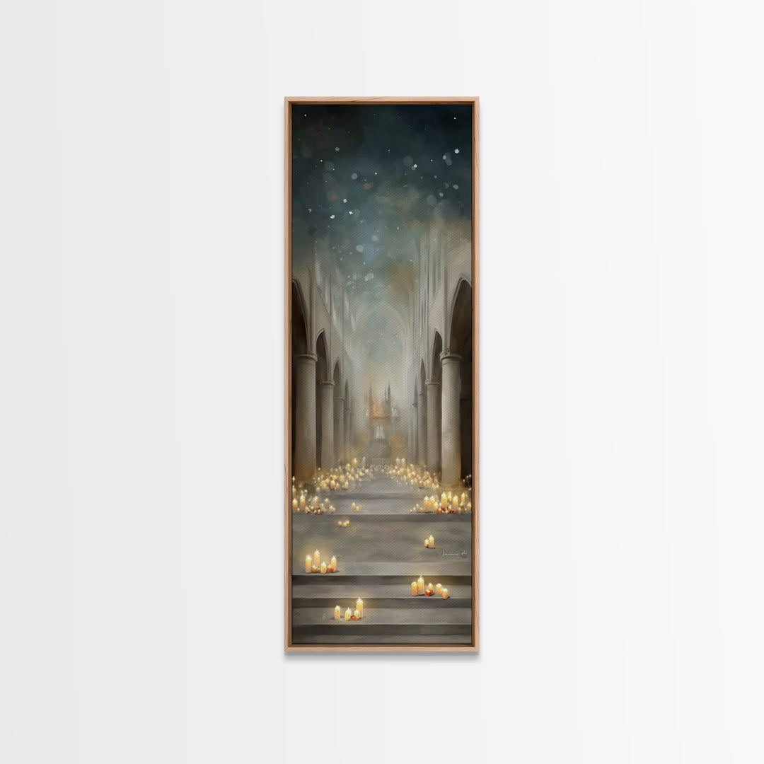 Sanctuary Glow – Framed Canvas Print – Narrow Art – Christian Wall Art – Christian Art Canvas – Christian Decor – Christian Art Print – Chr