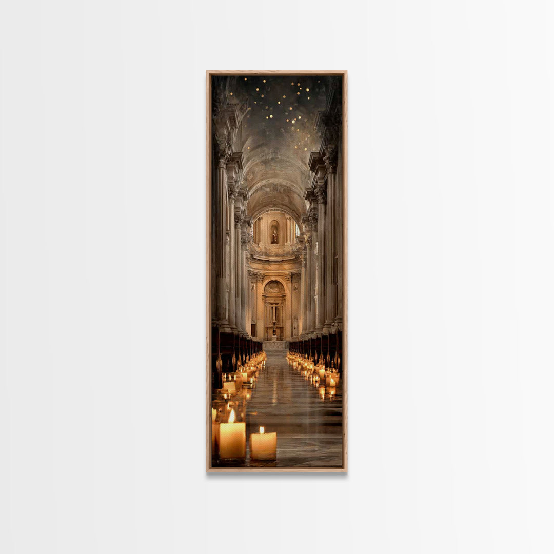 Sanctuary Of Light – Framed Canvas Print – Tall Narrow Wall Art – Christian Wall Art – Jesus Painting – Christian Christmas Art – Faith Art