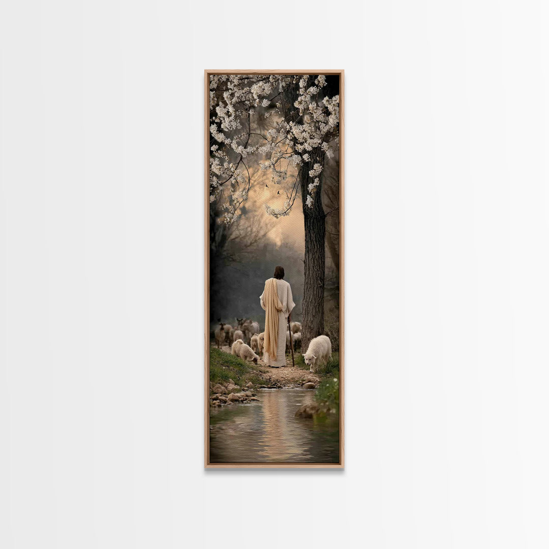 Gathered In Peace – Framed Canvas Print – Narrow Art – Christian Painting – Jesus Canvas Art – Christian Wall Art – Christmas Art – Faith A