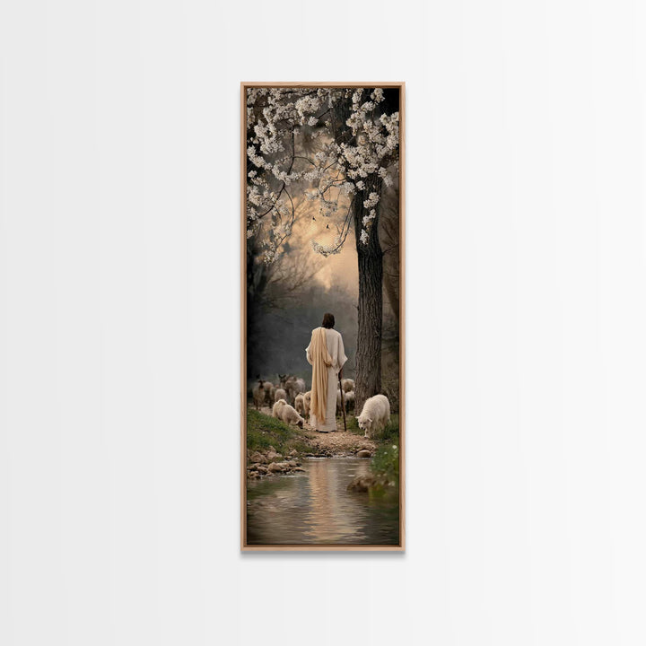 Gathered In Peace – Framed Canvas Print – Narrow Art – Christian Painting – Jesus Canvas Art – Christian Wall Art – Christmas Art – Faith A