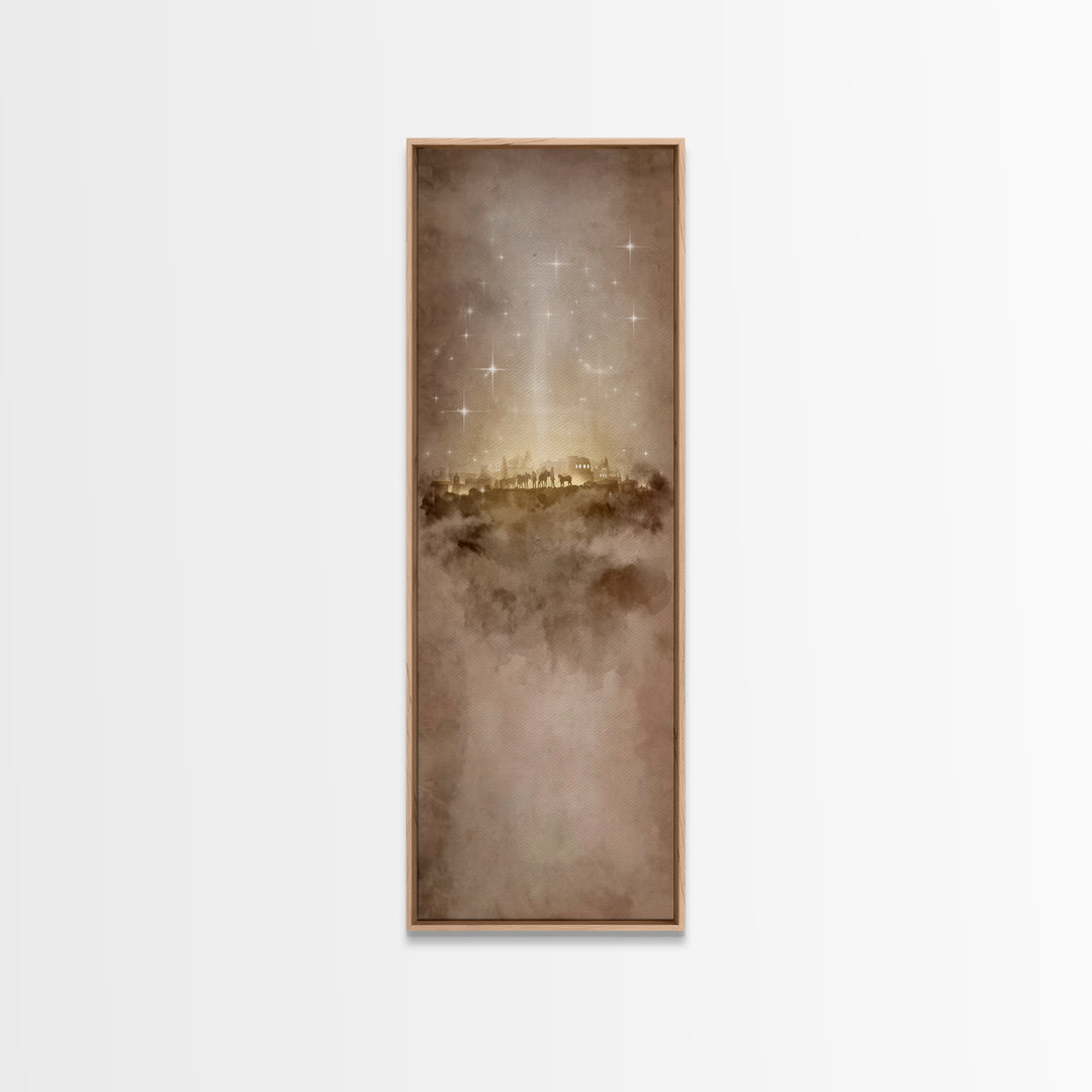 Guiding Star – Framed Canvas Print – Christian Wall Art – Christian Art Canvas – Christmas Wall Art – Narrow Art – Christian Christmas Art