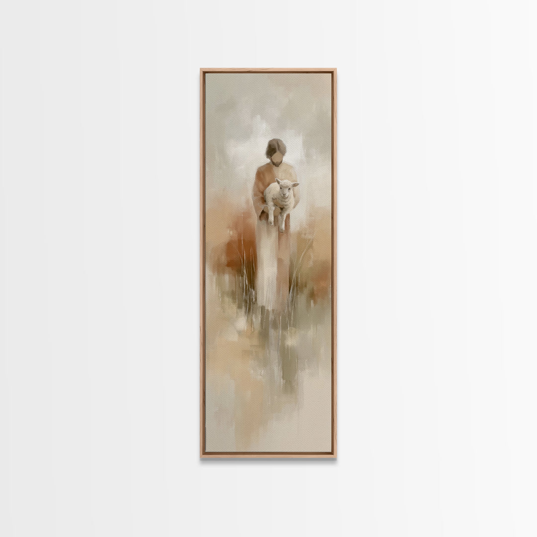 Gentle Lamb Keeper – Framed Canvas Print – Skinny Art – Christian Art Canvas – Jesus Painting – Christian Wall Art – Faith Art