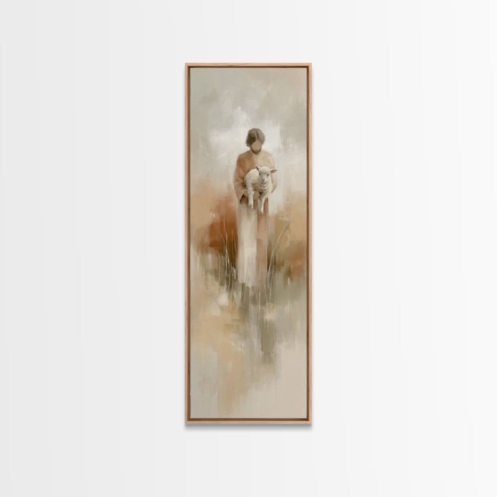 Gentle Lamb Keeper – Framed Canvas Print – Skinny Art – Christian Art Canvas – Jesus Painting – Christian Wall Art – Faith Art