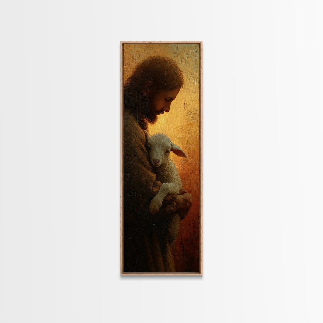 Gentle Savior Grace, Framed Canvas Print, Skinny Art, Christian Art Canvas, Jesus Painting, Christian Art Print, Christian Wall Art