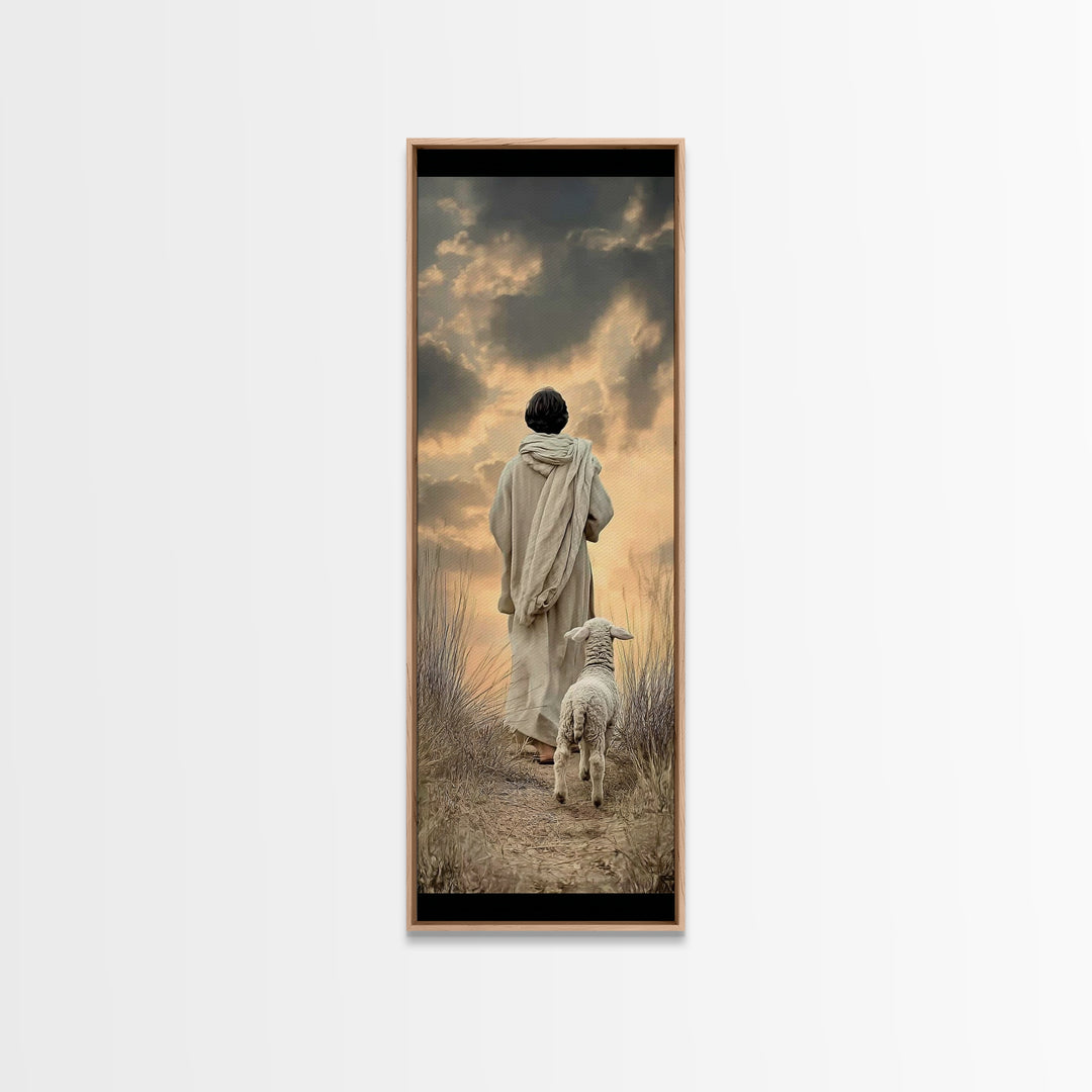 Watching Over Peace – Framed Canvas Print – Tall Narrow Wall Art – Christian Art Canvas – Jesus Painting – Christian Wall Art – Faith Art