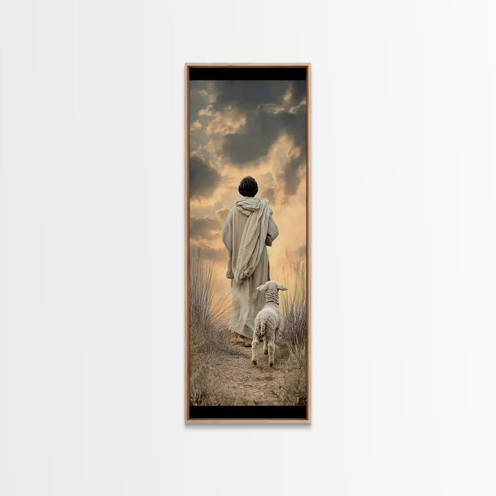 Watching Over Peace – Framed Canvas Print – Tall Narrow Wall Art – Christian Art Canvas – Jesus Painting – Christian Wall Art – Faith Art