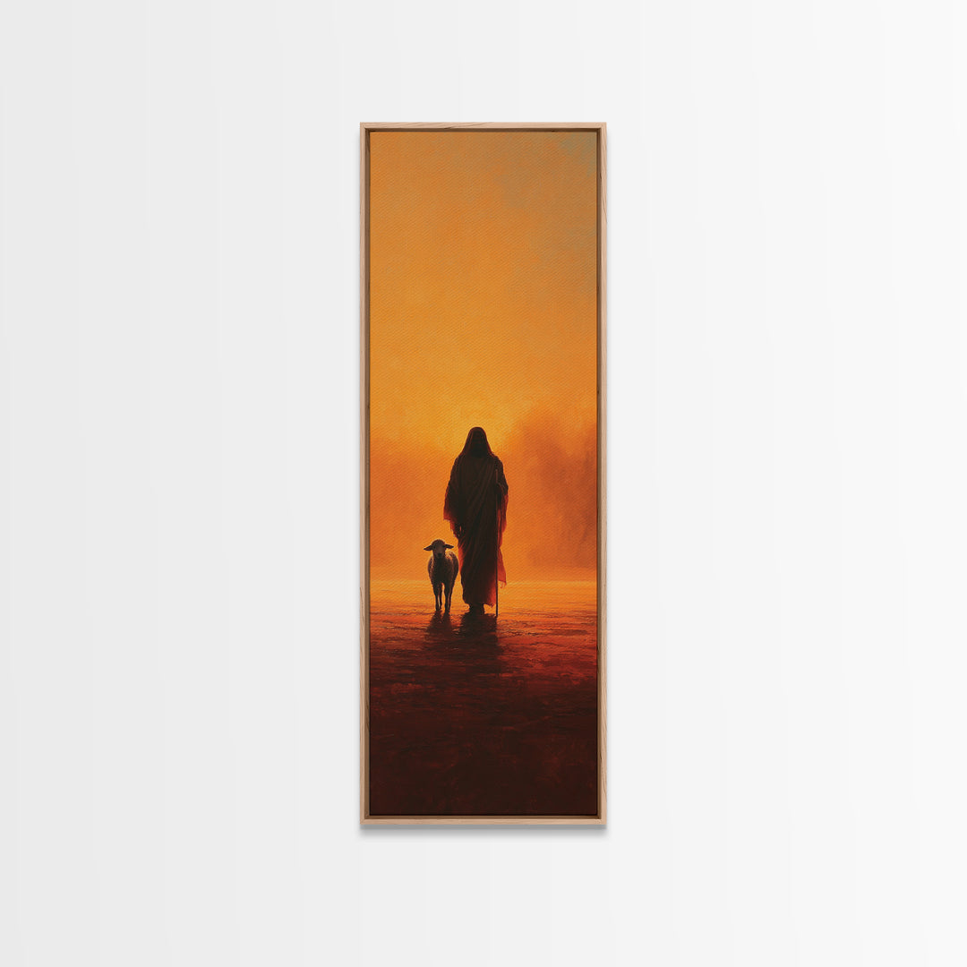 Guided By Light, Framed Canvas Print, Tall Skinny Art Print, Christian Wall Art, Jesus Painting, Christian Art Canvas, Modern Christian Art