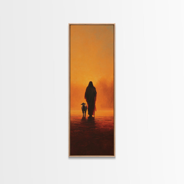 Guided By Light, Framed Canvas Print, Tall Skinny Art Print, Christian Wall Art, Jesus Painting, Christian Art Canvas, Modern Christian Art